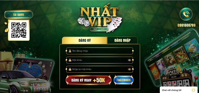 Nhấn chọn đăng ký để tạo tài khoản tại Nhat.vip