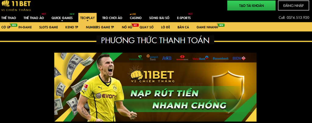 Rút tiền nhanh chóng trên nhà cái 11bet